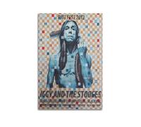 IGGY POP AND THE STOOGES Affiche imprimée de couverture d'album signée limitée, affiches de couverture de musique, pop hip hop, chanteur de rap et d'étoile, décoration murale pour fille et garçon,