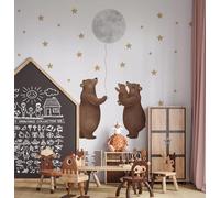 igibee Sticker mural chambre bébé | Autocollant mural enfant ours avec ballon lune et étoiles | Décoration murale bébé garçon et fille | Stickers muraux autocollants pour chambre enfant