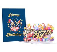 iGifts And Cards Carte de vœux pop-up 3D Happy 87th Blue Birthday - Superbe carte d'anniversaire pour homme, femme, cadeau d'anniversaire pour papa, maman, meilleur mari, épouse, 12,7 x 17,8 cm