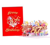 iGifts And Cards Carte de vœux pop-up 3D « Happy 87th Red Birthday » - Superbe carte d'anniversaire pour femme, homme, cadeau d'anniversaire pour maman, papa, meilleure épouse, mari - 12,7 x 17,8 cm