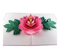 iGifts And Cards Carte pop-up 3D avec pivoine éternelle de la prospérité - Carte de vœux romantique asiatique florale pour anniversaire, 12e mariage, amour et bonne fortune - Élégante carte cadeau de