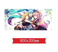 IGIRC Tapis De Souris Très Grand Hatsune Miku 800X300Mm, Tapis De Souris Gaming, Tapis De Souris Anti-Dérapant en Caoutchouc Naturel avec Bordure Verrouillable De 3Mm,