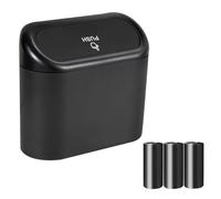 IGJCHUSYG Petite Poubelle de Voiture pour Cupra Formentor KM7 2020-2023 2020 2021 2022 2023, Imperméable Mini Poubelle de Voiture avec Couvercle et 30 Pcs Sac Poubelle (Noir)