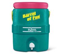 Igloo Barrel of Fun Distributeur de Boissons rétro 7,5 litres - jerrican, Distributeur d'eau avec Robinet à Bouton-Poussoir, Couleur Jade