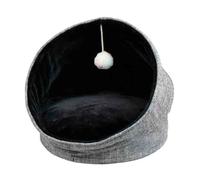Croci Couffin/Maison/Igloo pour Chiens et Chats Glam, Tissu ameublement + Fourrure écologique, déhoussable, Dimensions 44 x 44 x 48 cm, Couleur Noir - 3125 g