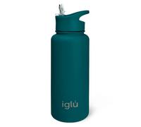 iglu Bouteilles d'eau réutilisables,Acier inoxydable à double paroi de qualité supérieure,Bouteille isotherme sous vide de 1 litre,Cadeau écologique idéal pour elle et lui (Atlantis, 1 L)