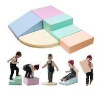 IGLU Soft Play Corner Climber - Parcours de Motricité 5 Modules XL en Mousse pour Bébé et Enfant - Blocs de Construction Souples Jeu d’Éveil Montessori et Toboggan d’Intérieur (Pastel)