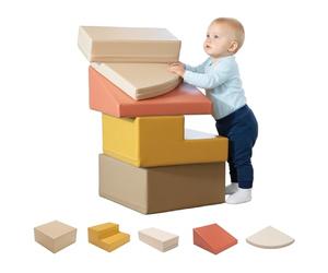 IGLU Soft Play Corner Climber - Parcours de Motricité 5 Modules XL en Mousse pour Bébé et Enfant - Blocs de Construction Souples Jeu d’Éveil Montessori et Toboggan d’Intérieur (Automne Pastel)