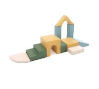 IGLU Soft Play Creativity Set 10 Grande Modules de Motricité en Mousse Blocs de Construction Jeu d’Éveil Montessori et Toboggan d’Intérieur pour Bébé et Enfant Parcours de Motricite, Pastel Sea