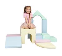 IGLU Soft Play Creativity Set 10 Grande Modules de Motricité en Mousse Blocs de Construction Jeu d’Éveil Montessori et Toboggan d’Intérieur pour Bébé et Enfant Parcours de Motricite (Couleurs Pastel)