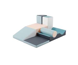 IGLU Soft Play Discoverer 7 XL Blocs Jeu d’Éveil Montessori et Toboggan d’Intérieur Parcours de Motricité en Mousse Jouets éducatifs Modules de Motricite (Pastel)