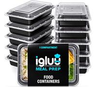 Igluu Meal Prep - [Lot de 20 Boîtes alimentaires rectangulaires pour préparation des repas - Réutilisables, sans BPA - Compatibles Micro-ondes, lave-vaisselle et congélateur