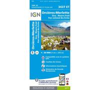 IGN Carte topographique 3437ET Orcières-Merlette Sirac Mourre Froid - PN des Écrins