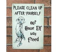 IGN Please Clean Up After Yourself Our House Elf was Freed for Garage Pub Vintage Decor Poster Décoration murale en métal 20,3 x 30,5 cm