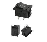 Ignition Starter pour Voiture Interrupteur à bascule KCD1 2/3/4 broches 15 x 21 mm, 10/100 pièces, marche/arrêt, pour bateau, voiture, avec lumière rouge et verte(Black 2Pin,10 PCS)