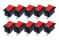 Ignition Starter pour Voiture Outils de voiture, interrupteur à bouton-poussoir à 2 broches SPST 6A 250V NO/Off, interrupteur à bascule pour bateau, maison et moto, Portable, petit(Red -10pcs)