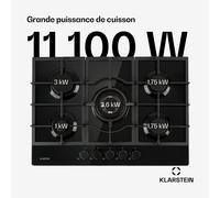 Ignito 75cm Plaque de cuisson à gaz 5 Feux Noir