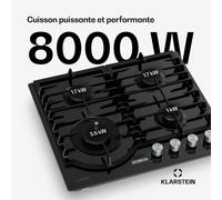 Ignito gaz cuisinière 8 kW, supports en fonte, minuterie, réglage de la température