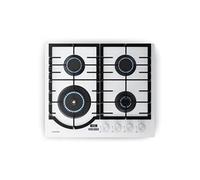 Klarstein Ignito Plaque de Cuisson Gaz, 4 Brûleurs Aluminium, 8000W, Minuterie, Sécurité Flamme, Fonte, Allumage Électrique, 60x51cm, Plaque Gaz GPL & Naturel, Blanc