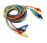 IGNPION 5pcs 4mm cordons de test fiche banane à pinces crocodile alligator clip 15A câbles de test pour multimètre,voiture, longueur de 3m