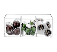 IGNPION Boîte de rangement en acrylique pour dosettes de café à 3 compartiments, compatible avec toutes les dosettes de café et capsules de café, conteneurs de rangement en acrylique avec couvercle