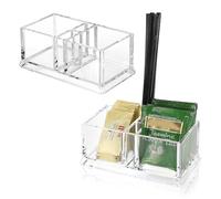 IGNPION Lot de 2 boîtes de rangement en plastique avec 4 compartiments, édulcorants et condiments pour café, bar, restaurant, hôtel