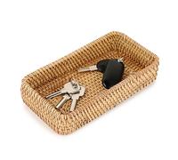 IGNPION Plateau en rotin pour clés - Petit panier décoratif en osier tissé - Plateau de rangement pour clés, coiffeuse, bougie, décoration, parfum
