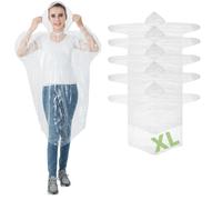 Igoera®️ Poncho pluie jetable XL, imperméable et transparent. Cape de pluie à capuche pour festivals, concerts, randonnées, vélo, camping, extérieur. Lot de 5
