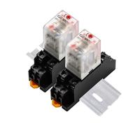 IGOYE Lot de 2 relais de puissance électromagnétique, relais DPDT à 8 broches AC 24 V 10 A, indicateur LED, GR5-Y2CLGT avec base de prise et rail DIN