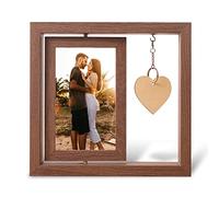 IGRARK Cadre Photo Bois, Double Face Cadre Photo Table Personnalisé avec Amour Design Peut Contenir 2 Photos 10x15cm, Cadre de table pivotant de Mariage, Cadeau Famille