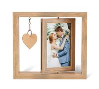 IGRARK Cadre Photo Rotatif Double Face, Cadre Photo Bois Personnalisé avec Amour Design Peut Contenir 2 Photos 10x15cm, Cadre de table pivotant de Mariage pour Chambre à Coucher, Salon