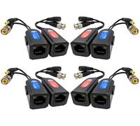 Igreeman Lot de 4 Paires d'adaptateurs passifs BNC vers RJ45 avec Alimentation, Boucle de Terre 1080P-5MP isolée pour caméra de sécurité analogique Ethenet câble émetteur-récepteur, câble Cat5e/Cat6