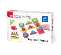Igroteco Blocs en bois logiques pour enfants à partir de 3 ans - Avec 48 pièces - Matériau pédagogique unique pour le développement complet de la superintelligence de l'enfant