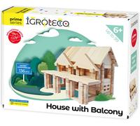 Igroteco Jeu De Construction En Bois ¿ Maison Avec Balcon, 136 Pièces, Jouet Éducatif Écologique À Assembler Pour Enfants Dès 6 Ans