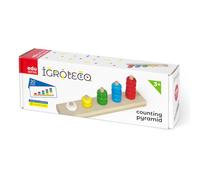 Igroteco® Jouet éducatif pyramide - Boulier en bois pour enfants - Inspiré du Montessori - 15 anneaux colorés - Valeur éducative