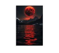 Igtefte Poster sur toile avec inscription Blood Moon Rising (1) - Décoration murale esthétique pour bureau, maison, bar - 30 x 45 cm