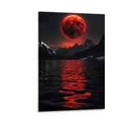 Igtefte Poster sur toile avec inscription Blood Moon Rising (1) - Décoration murale esthétique pour bureau, maison, bar - 60 x 90 cm