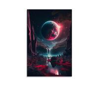 Igtefte Poster sur toile avec inscription « Blood Moon Rising » pour bureau, maison, bar - 50 x 75 cm