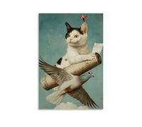 Igtefte Poster sur toile Oiseau de la paix - Décoration murale esthétique pour bureau, maison, bar - 50 x 75 cm