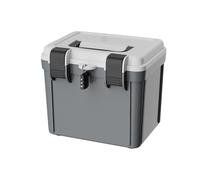 IGTOPS Boîte de rangement portable à 2 couches avec serrure à combinaison et manipulation - 21,5 x 18 x 19 cm - Boîte de premiers secours - Organiseur médical - Boîte de rangement - Gris