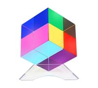 IGTOPS CMY Cube de couleur avec support, CMY Mixing Color Cube, prisme cube acrylique, décorations pour la maison, le bureau, cube d'apprentissage scientifique, dispersion RVB décorative CMYcube