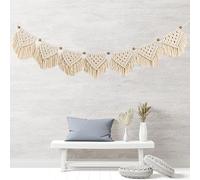 IGTOPS Décoration murale bohème en macramé, faite à la main, tapisserie murale, avec guirlande lumineuse LED, tissée à la main, guirlande bohème (A)