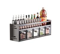 IGTOPS Étagère à épices 2 en 1 - Étagère murale et de cuisine - En métal - Pour salle de bain, bureau - Étagère de rangement multifonction pour cuisine, salon, cosmétiques (40 cm de long)