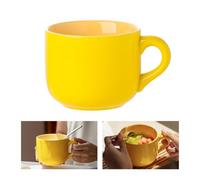 IGTOPS Grande tasse à café, 500 ml, grand bol à soupe, bol à céréales, bol à thé, en céramique, pour le petit-déjeuner, la soupe, le lait, le thé, cadeau d'anniversaire (jaune clair)