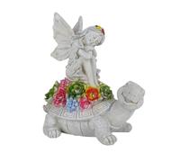 IGTOPS Lampes solaires de jardin - Fée avec lanterne solaire - Figurines de jardin pour décoration extérieure - Ange fille - Statue de tortue - Décoration d'extérieur - Résine - Ornement décoratif -