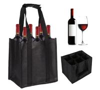 IGTOPS Porte-bouteilles de vin avec 6 compartiments, 27 x 27 x 18 cm, sac cadeau pour bouteille de vin, sac à main pour homme, sac pour bouteilles de bière, sac à boissons réutilisable, a, Étiquette