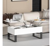 IGTOPS Table basse multifonction réglable en hauteur, espace de rangement ouvert et caché, plateau relevable, compartiment de rangement caché et plateau de rangement, bureau extensible moderne