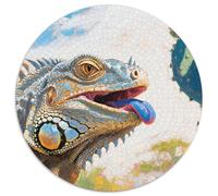 Iguana 1000 Pieces Faune Sauvage Puzzle Circulaire Qualité Supérieure De l'art De La DécoRation Moderne Adultes Enfants 1000pcs (67.5x67.5cm)
