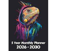 Iguana 5 Year Monthly Planner: Large 60 Month Sunday to Saturday Calendar | Gift For People Who Love Lizards, Reptile Lovers | Ideal for ... and Busy Individuals | 8.5 x 11 Inches | v1
