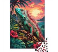 Iguane Coucher Soleil Jungle 1000 Pièces Mini Puzzle pour Adultes Difficile | 52x38cm Carton Décor De Salon Finition Lisse Cadeau Anniversaire Relaxation D'esprit